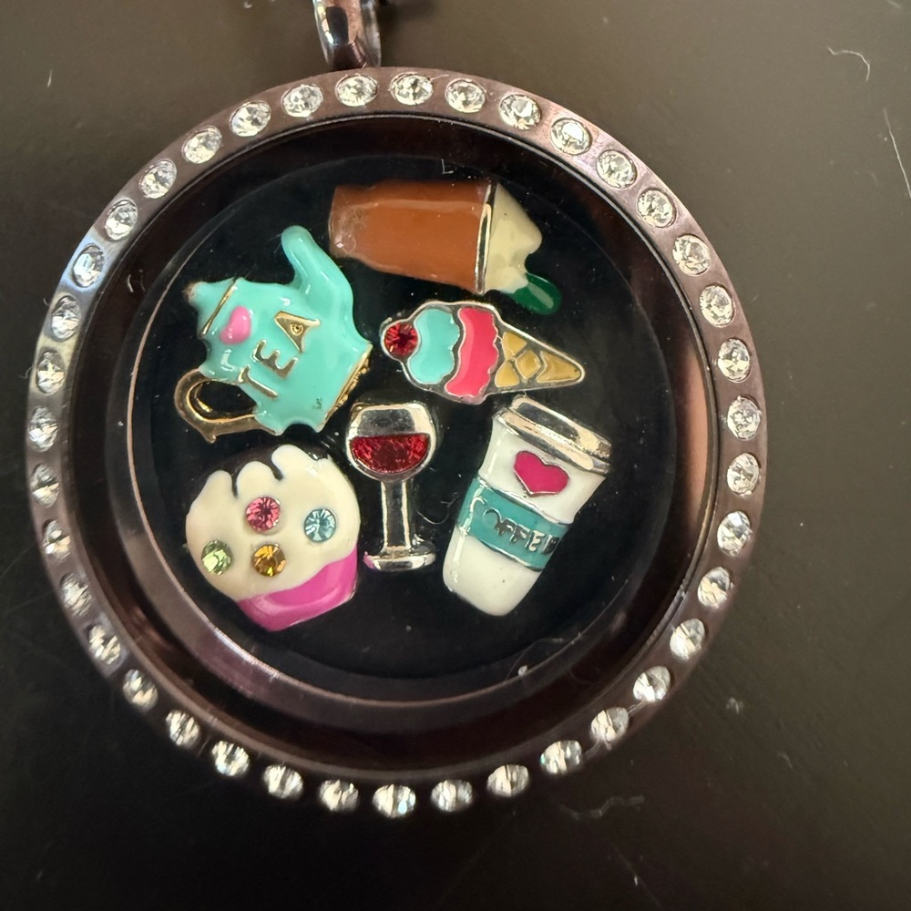 NEW Origami Owl Style Chocolate Brown Floating Charm Locket & Chain -Foodie Set - Picture 7 of 14